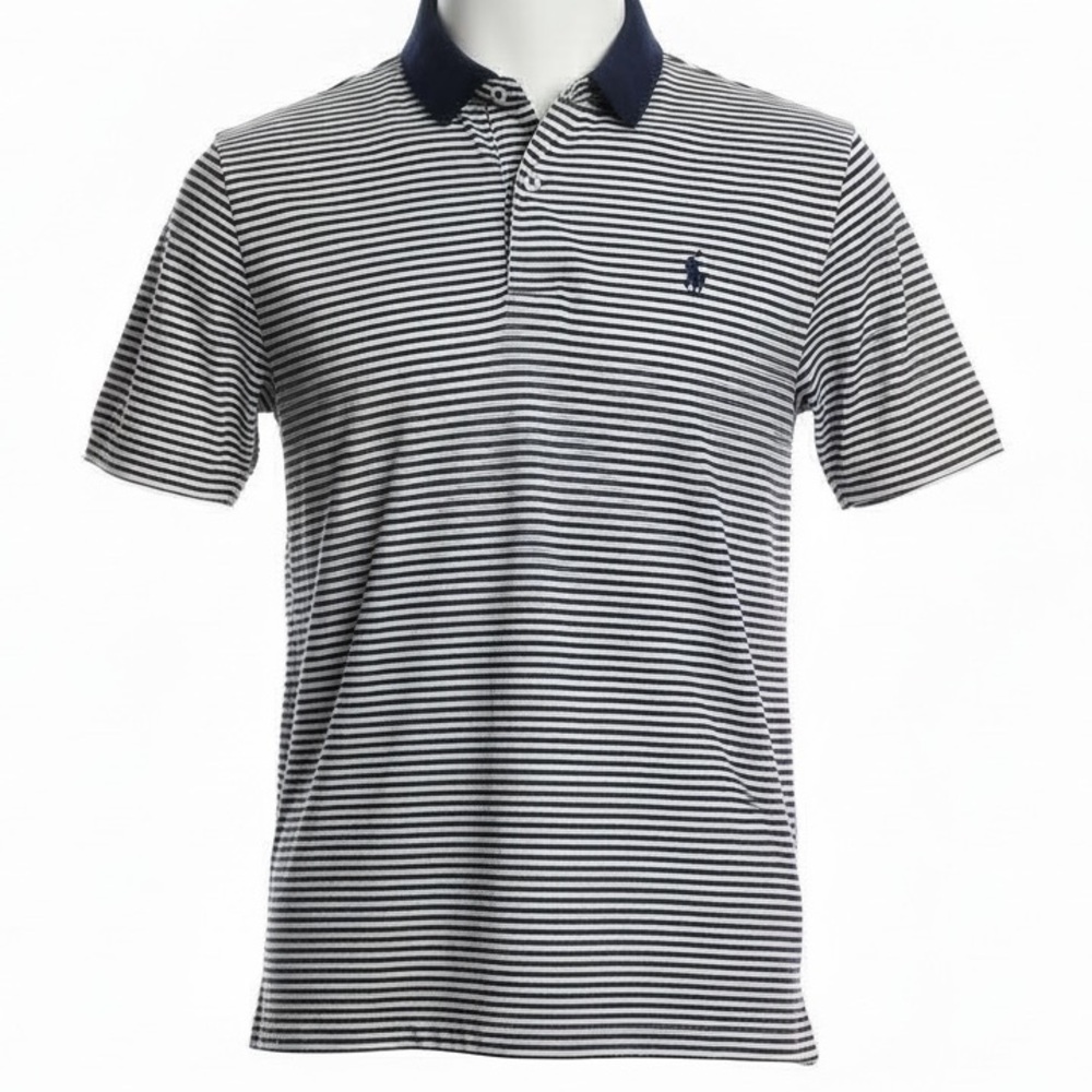 Polo Ralph Lauren Performance Navy White Stripe Polo Shirt Men’s XL Stretch